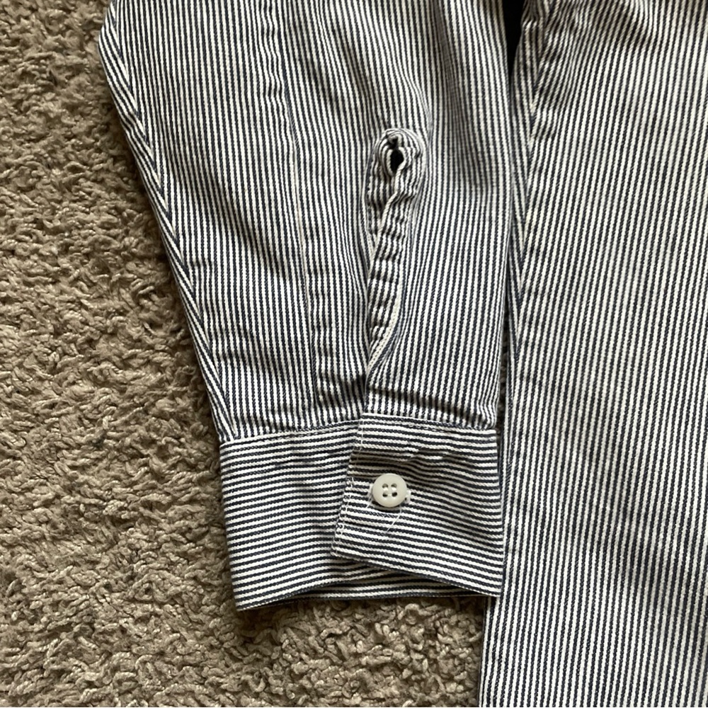 Vintage Ben Davis Hickory Stripe Work Shirt Long Sleeve 1/2 Zip Up Sz Large USA - Picture 7 of 16